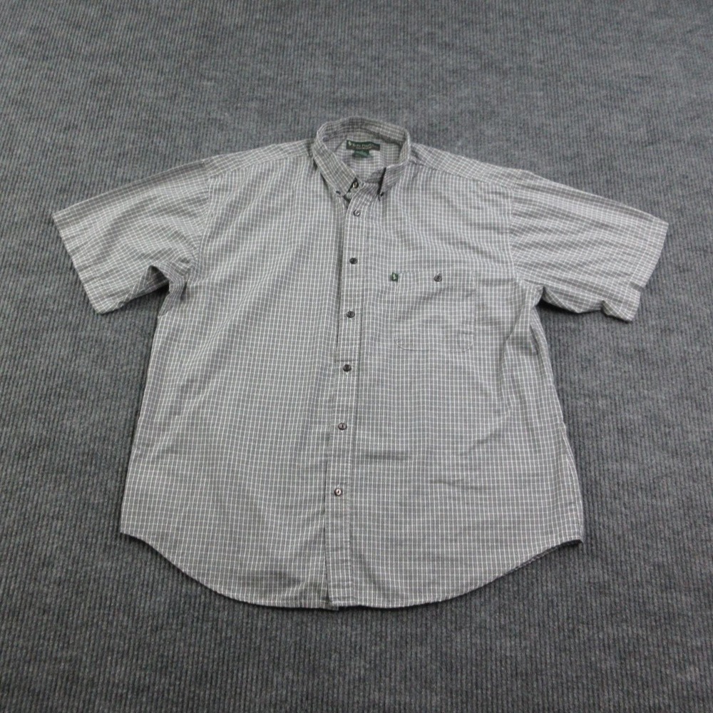 Bert Pulitzer Shirt Mens XL Gray Check Short Sleeve Button Up Casual Collared